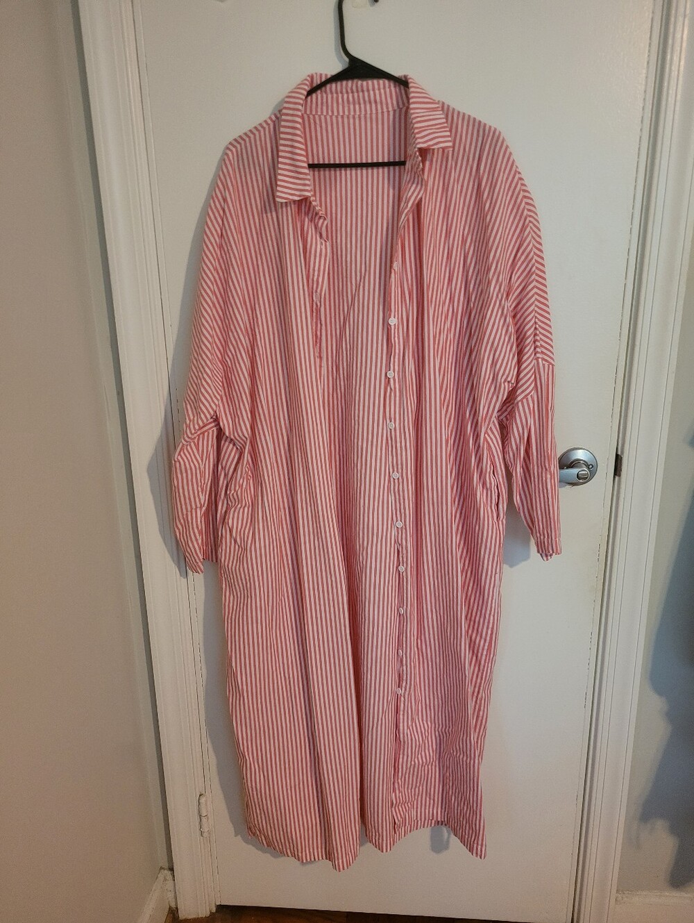 Red & White Striped Women's Button-Up Shirt